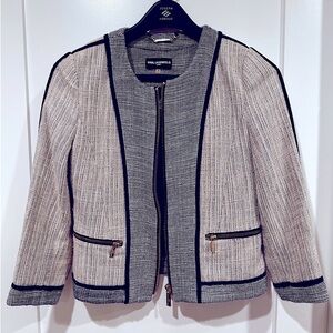 Karl Lagerfeld Paris Women Zipper Pocket Knit Blazer Jacket